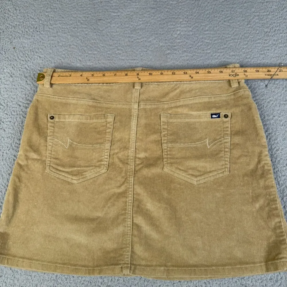 Vineyard Vines Corduroy Skirt 12 Beige Khaki Sand 5 Pocket Zip Fly Stretch